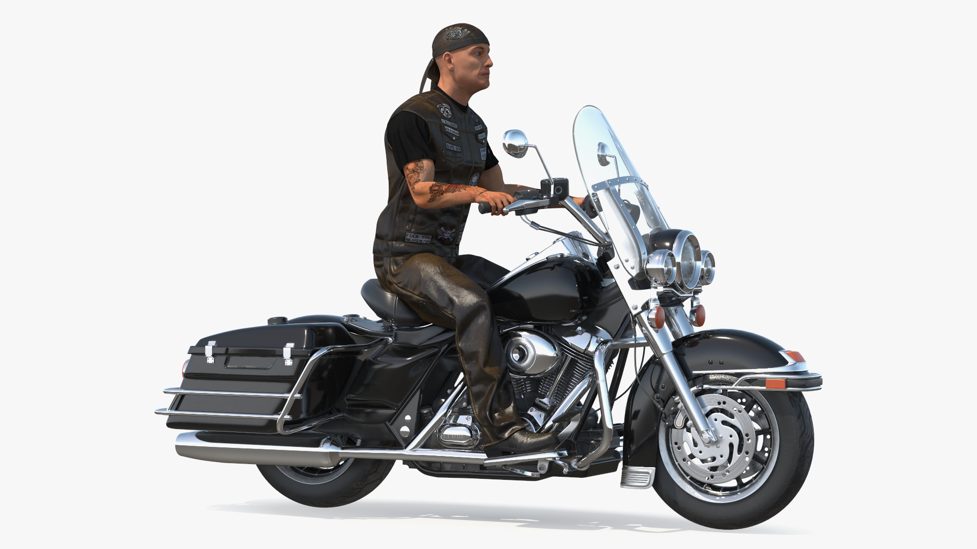 3D Road King Motorcycle with Biker