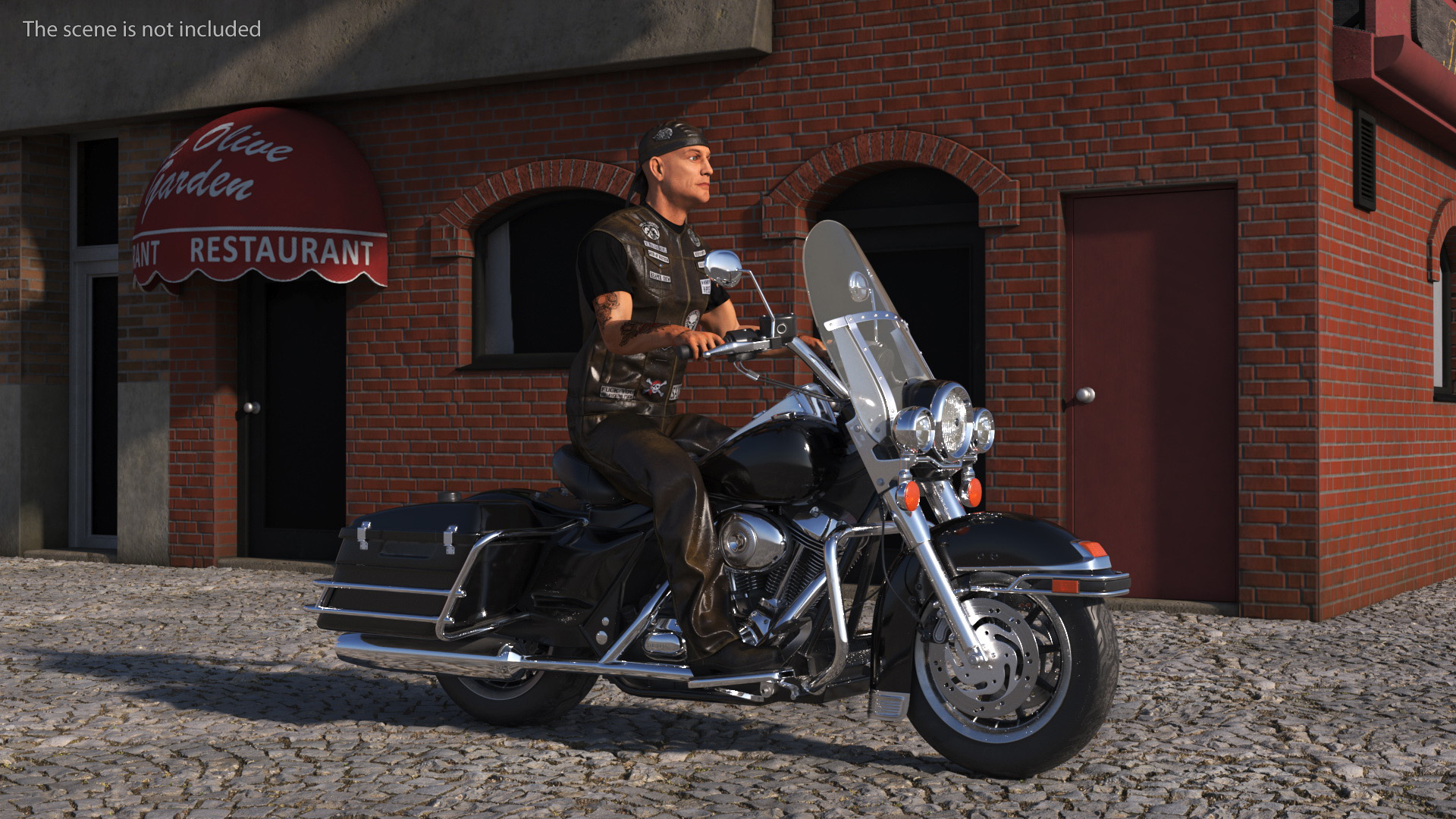 3D Road King Motorcycle with Biker