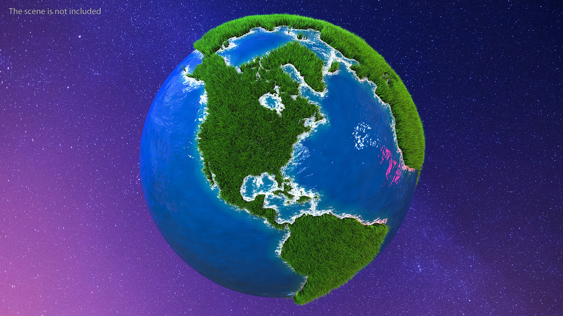 3D model Grass Stylized Earth Globes Set Fur