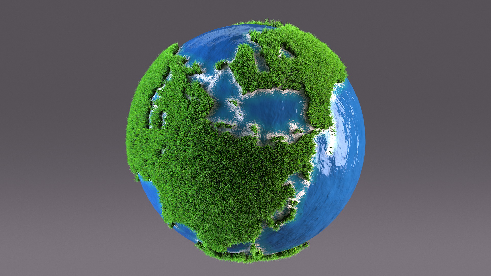 3D model Grass Stylized Earth Globes Set Fur