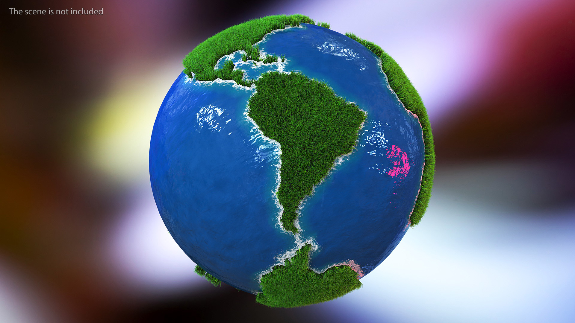 3D model Grass Stylized Earth Globes Set Fur