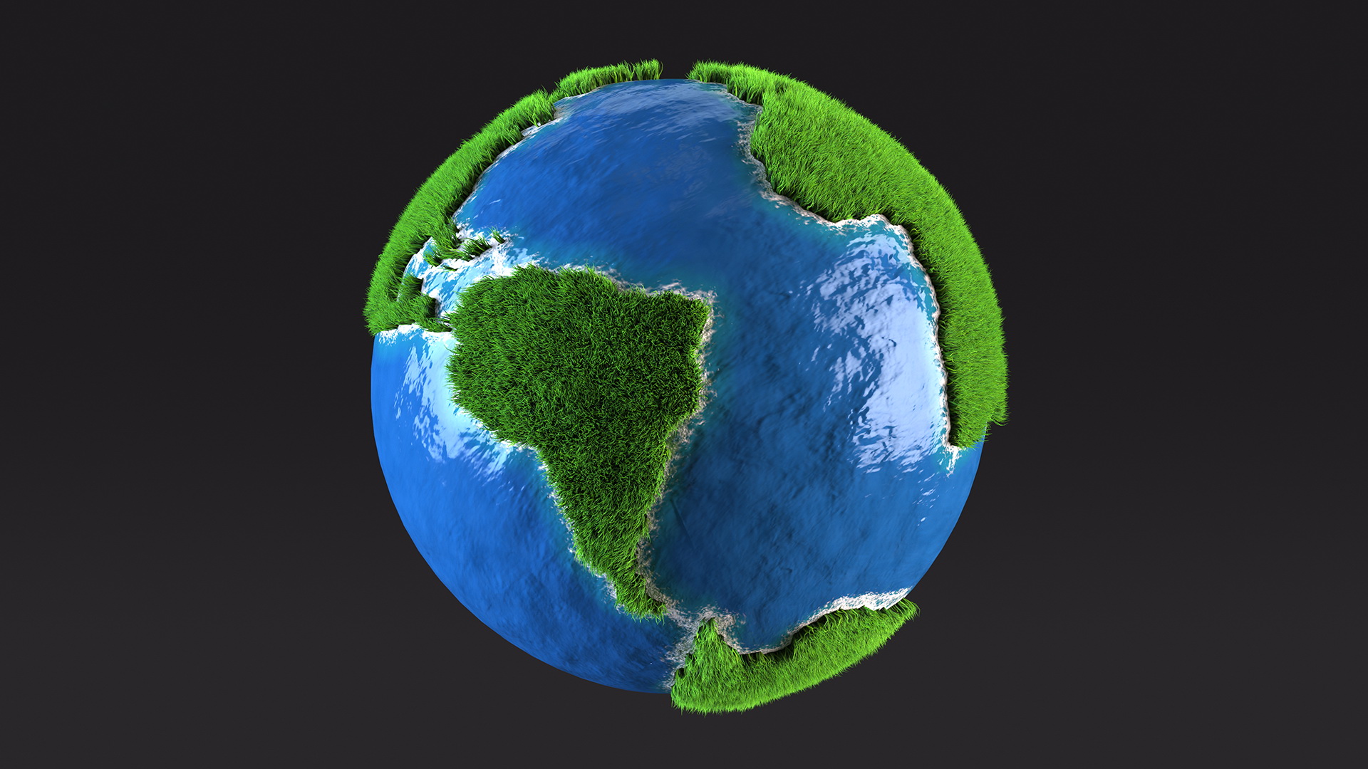 3D model Grass Stylized Earth Globes Set Fur