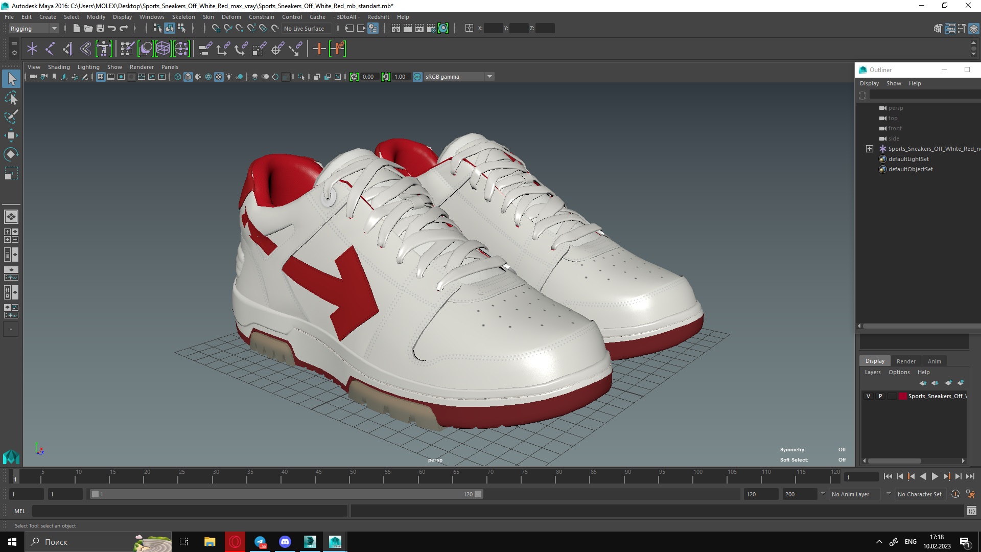 Sports Sneakers Off White Red 3D model