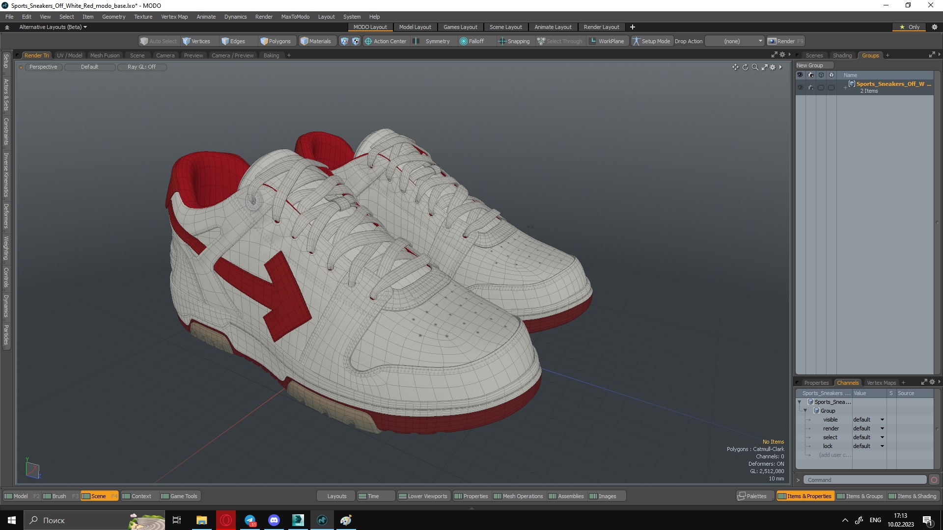 Sports Sneakers Off White Red 3D model