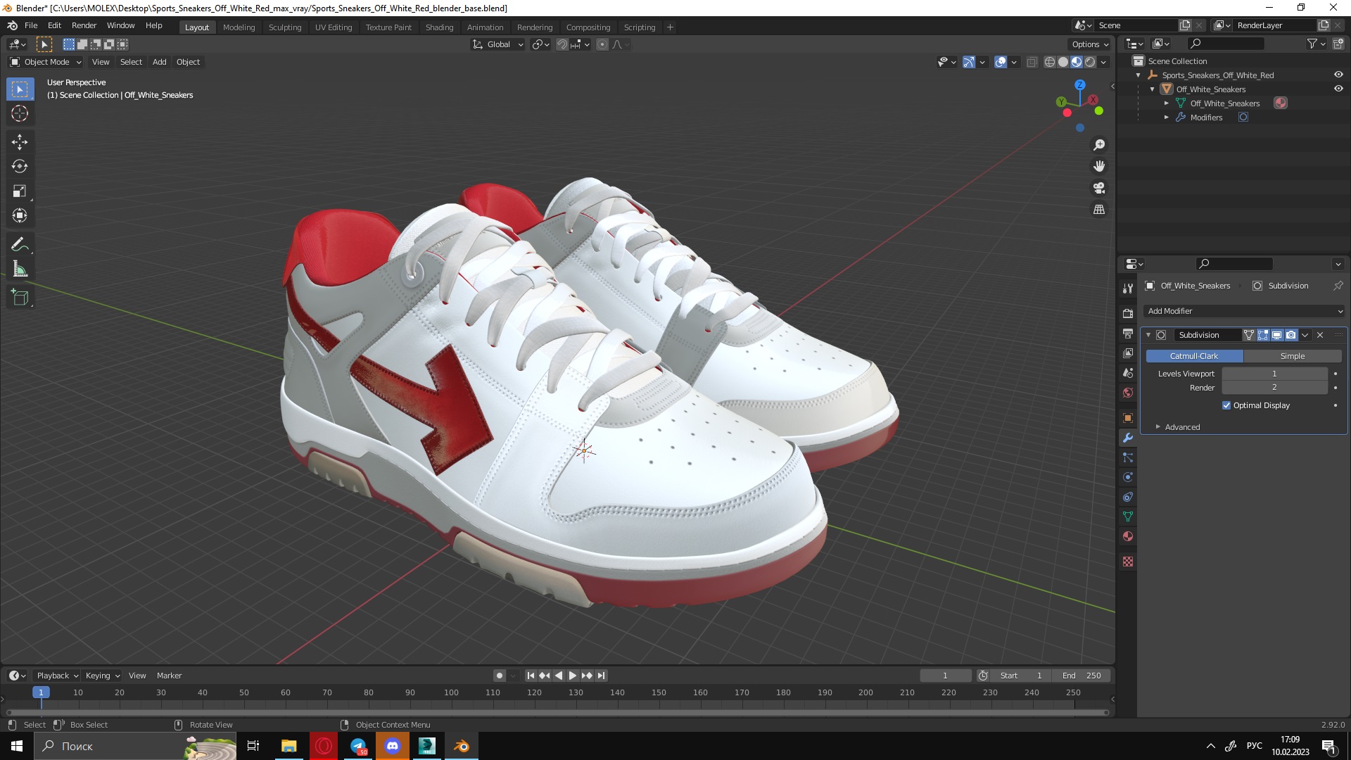 Sports Sneakers Off White Red 3D model