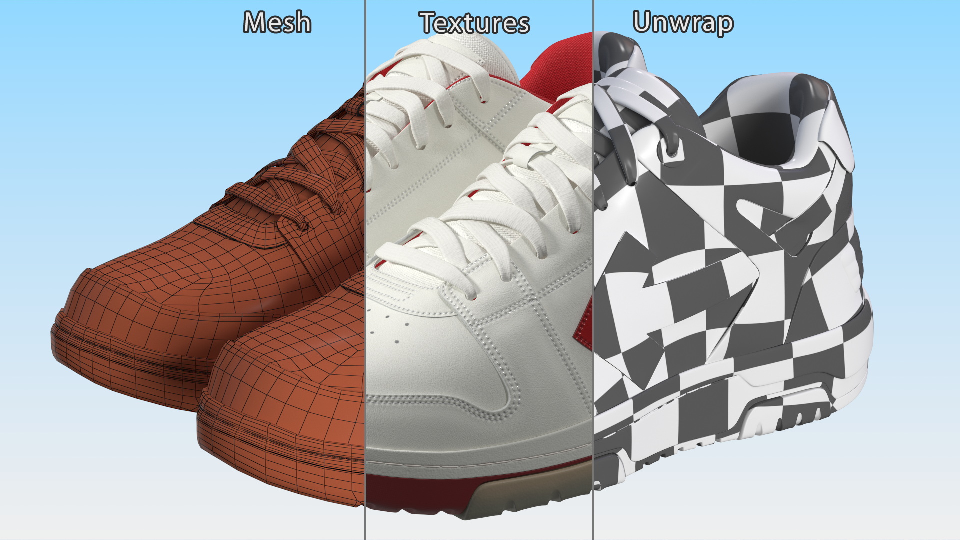 Sports Sneakers Off White Red 3D model