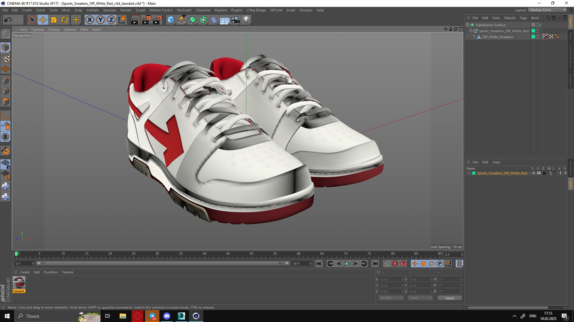 Sports Sneakers Off White Red 3D model