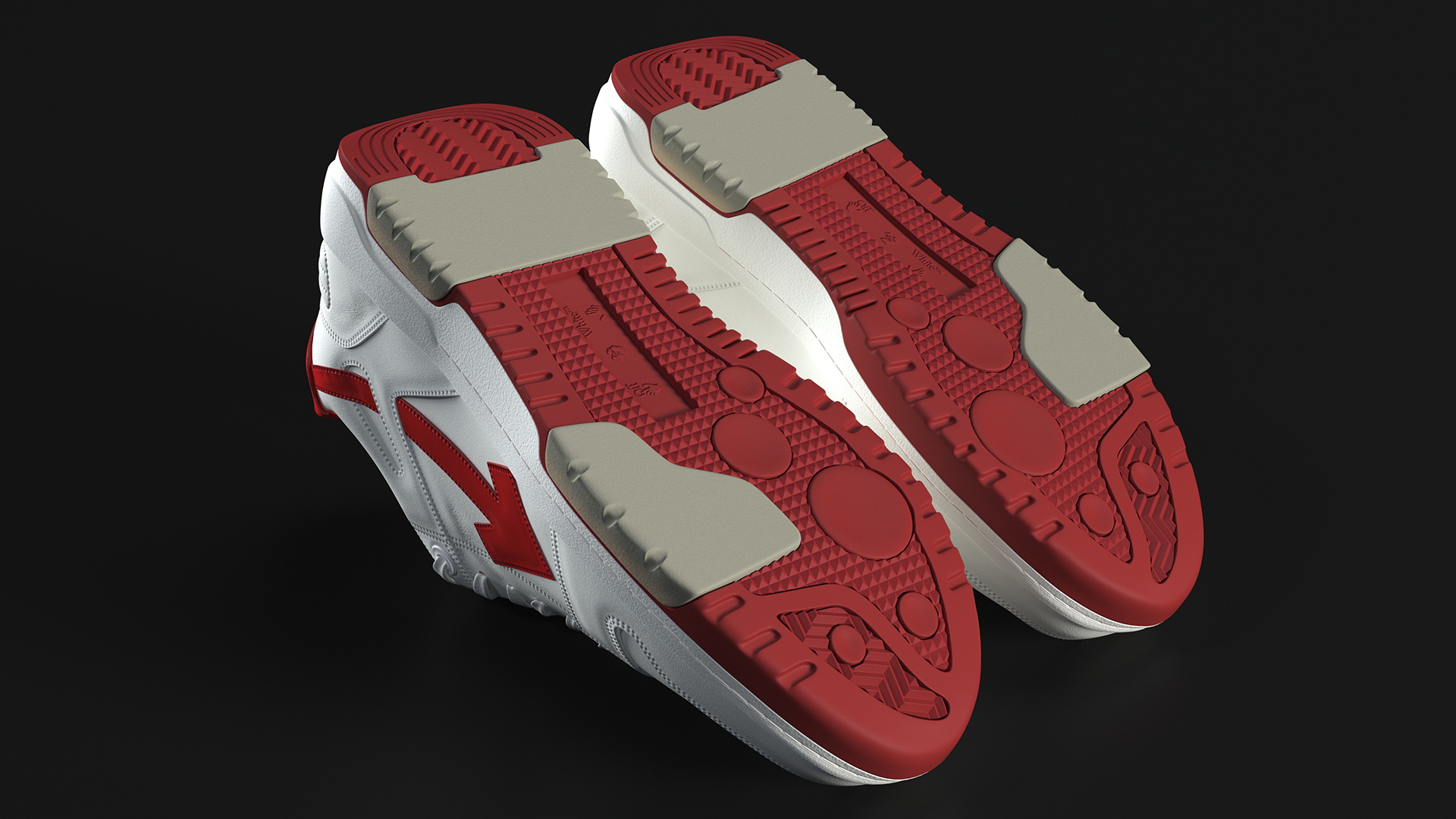 Sports Sneakers Off White Red 3D model