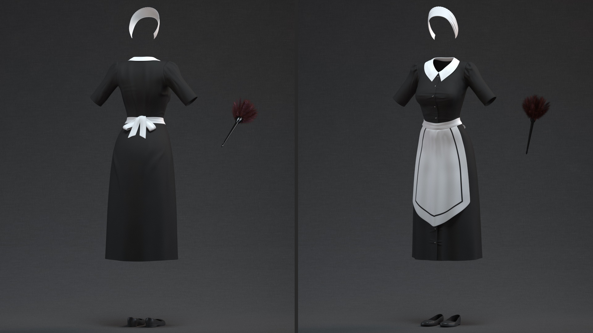 Housemaid Uniform with Feather Duster 3D