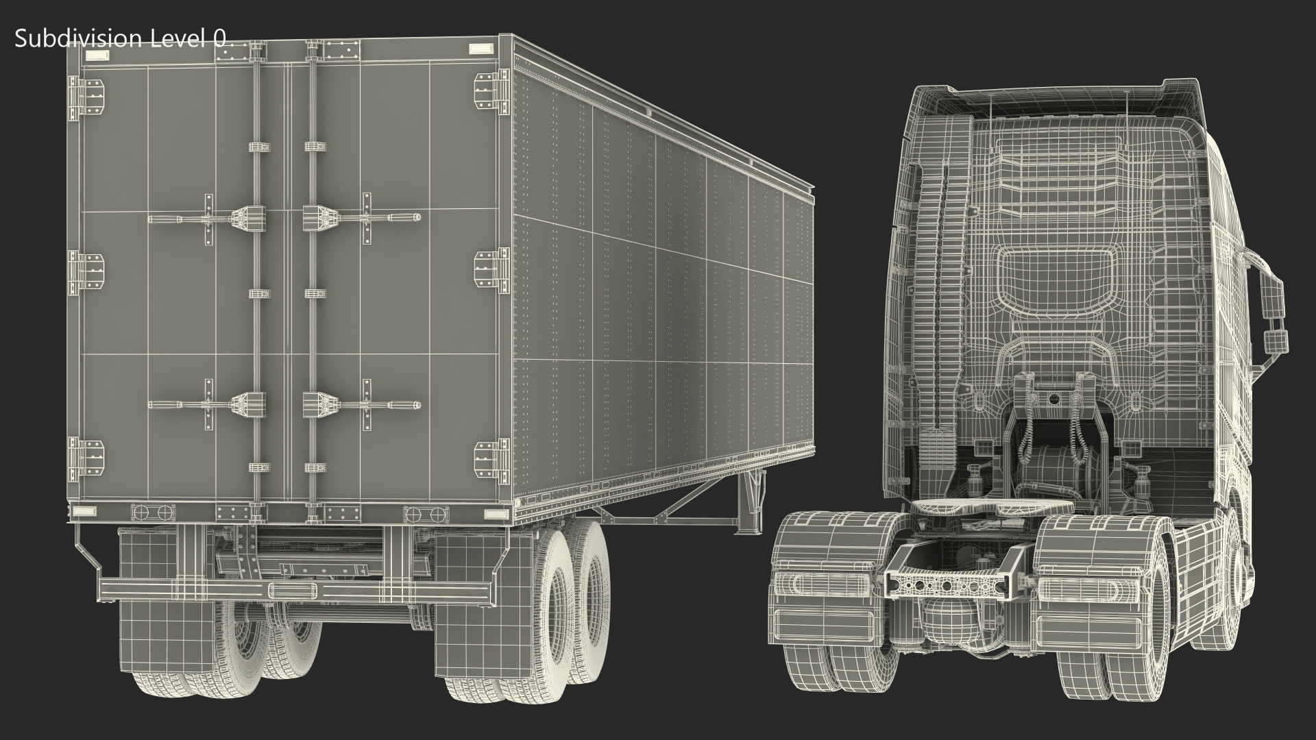 3D model Cabover 4x2 Lorry with Trailer