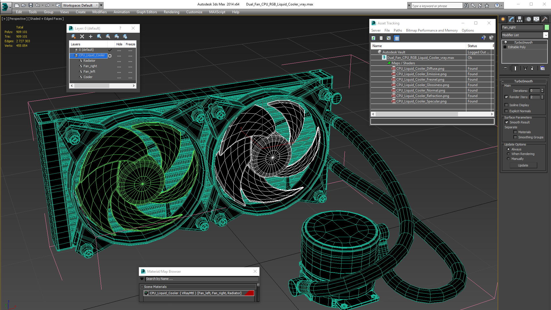 3D model Dual Fan CPU RGB Liquid Cooler