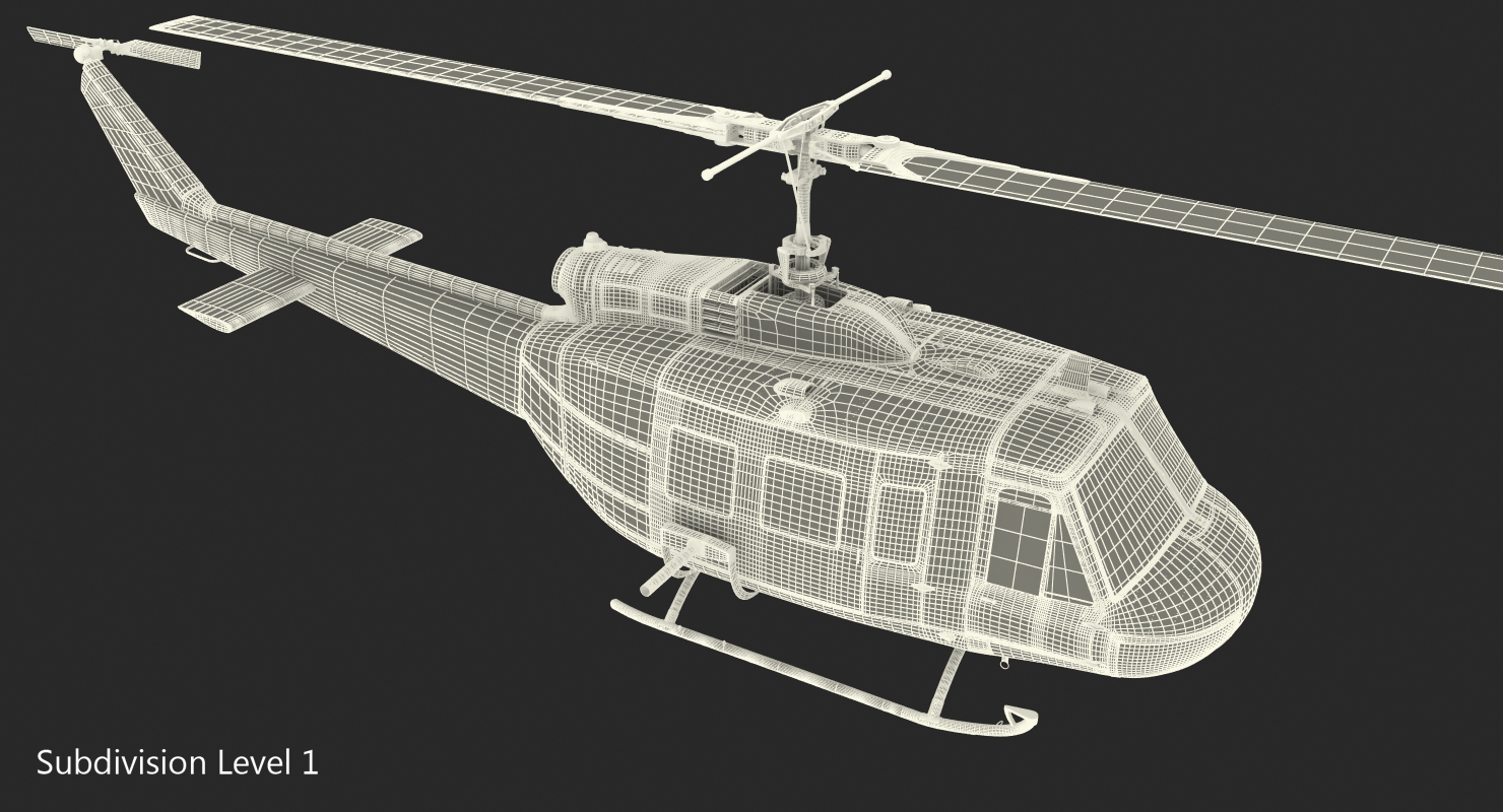 3D model US Navy Bell UH 1 Iroquois Rescue Rigged