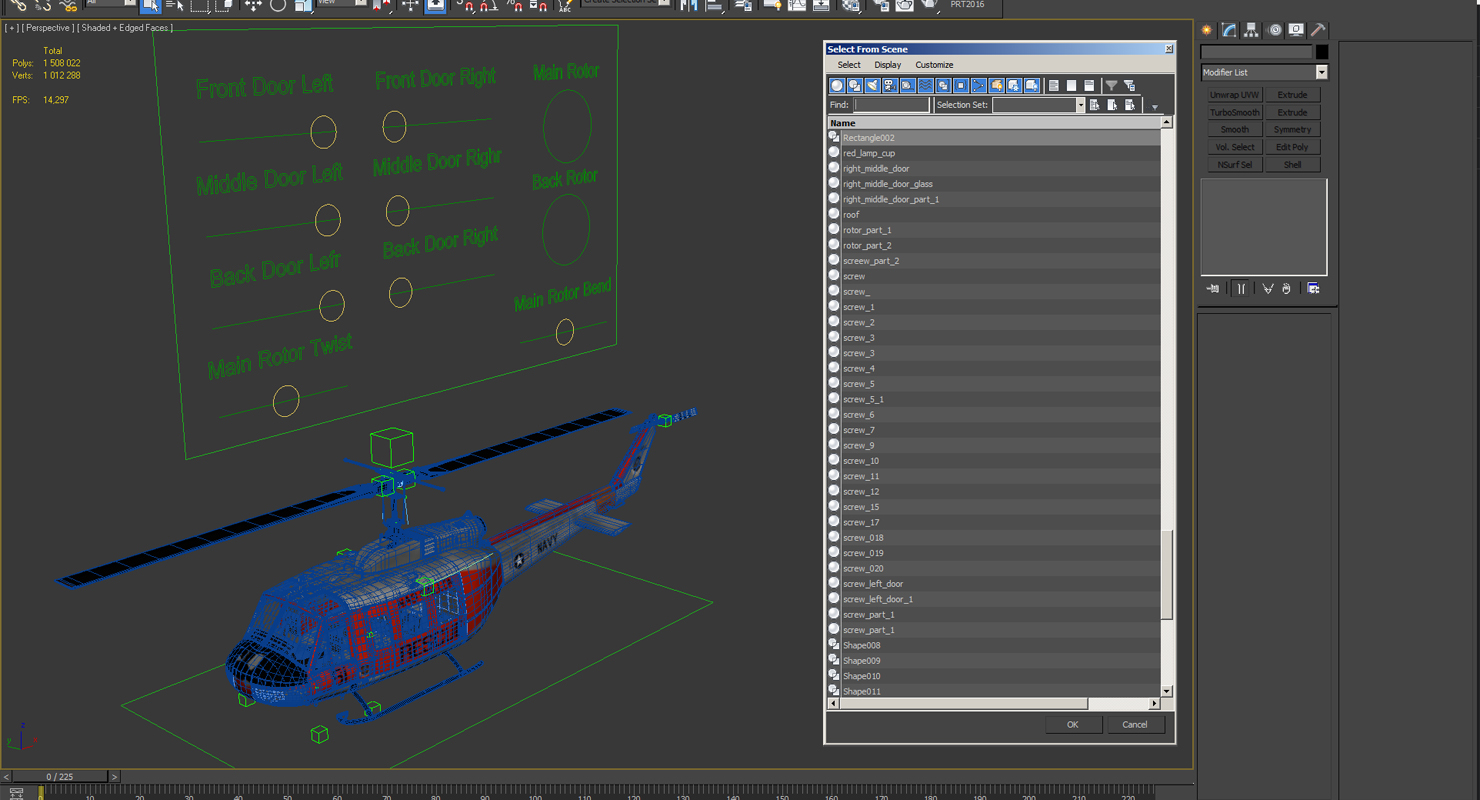 3D model US Navy Bell UH 1 Iroquois Rescue Rigged