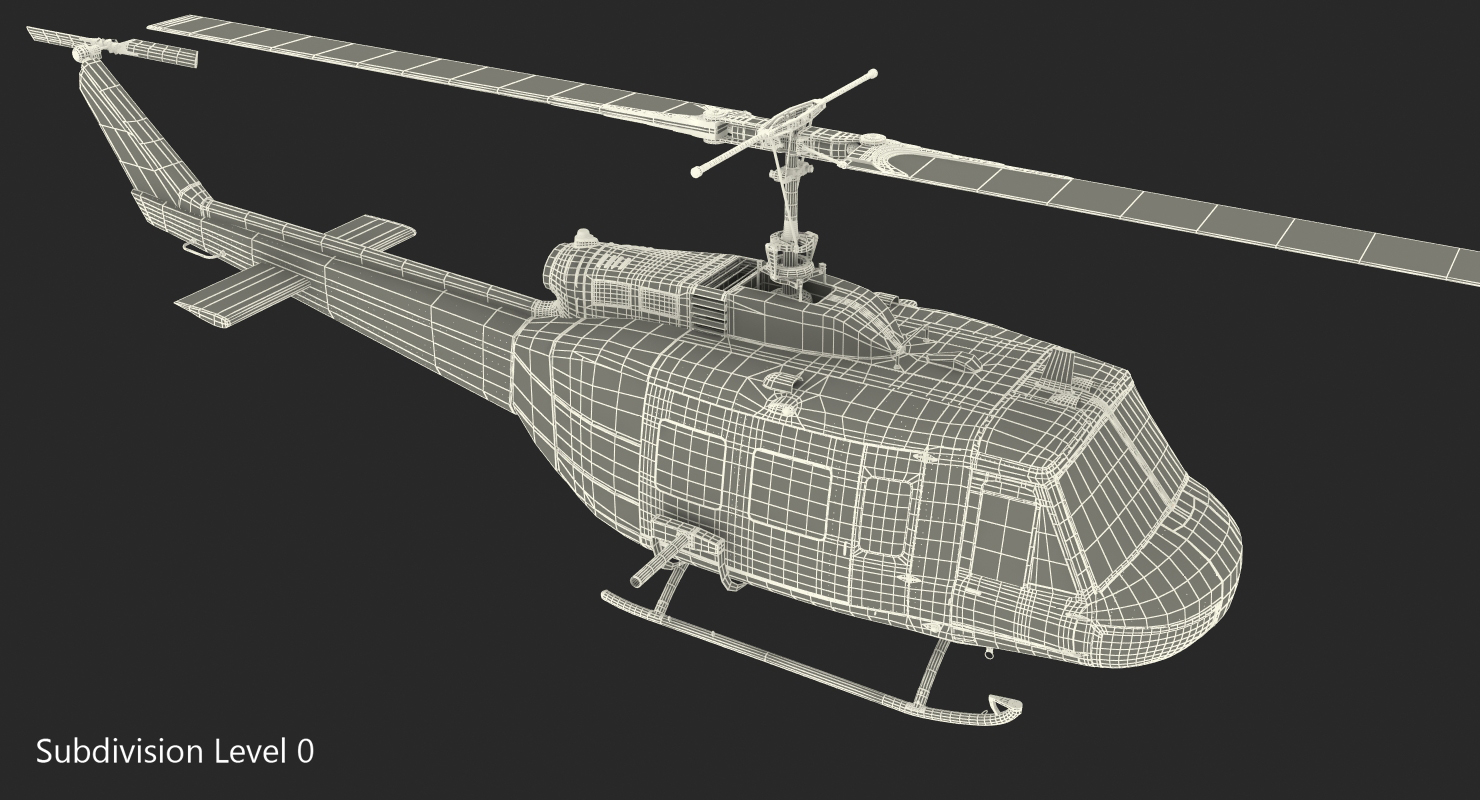 3D model US Navy Bell UH 1 Iroquois Rescue Rigged