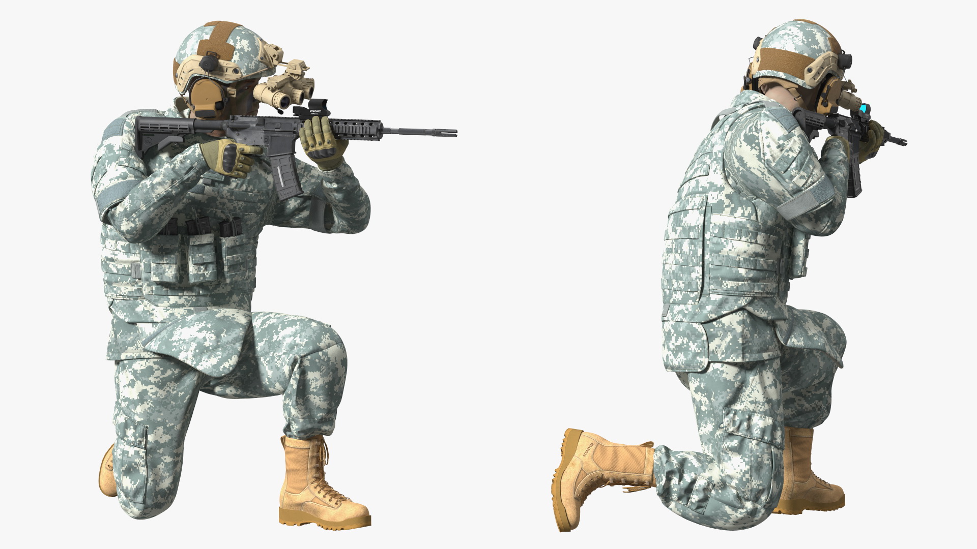 Soldier in Grey Camo with Night Vision Aiming Fur 3D model