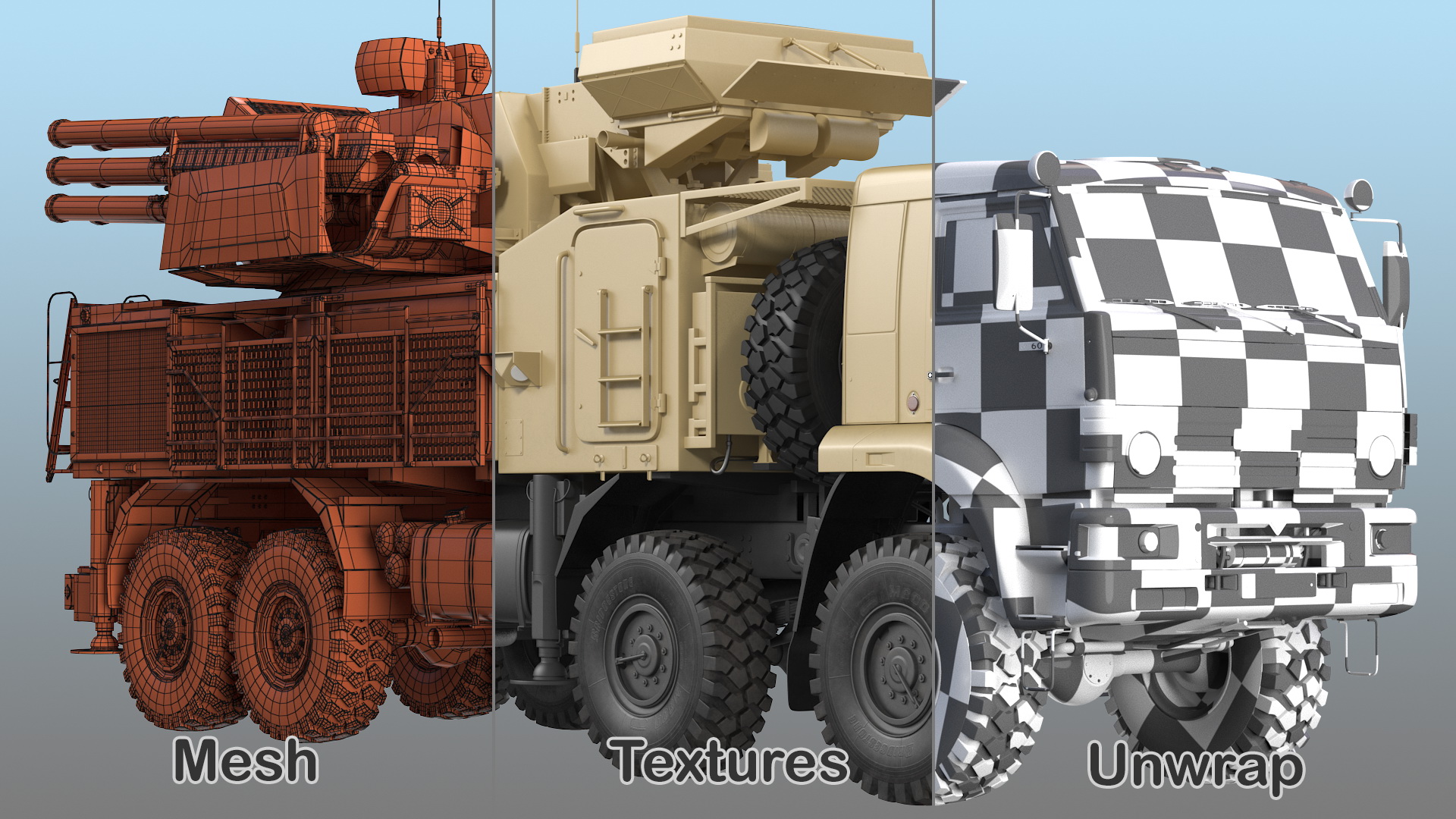 3D Pantsir S1 SA 22 Desert Camo model