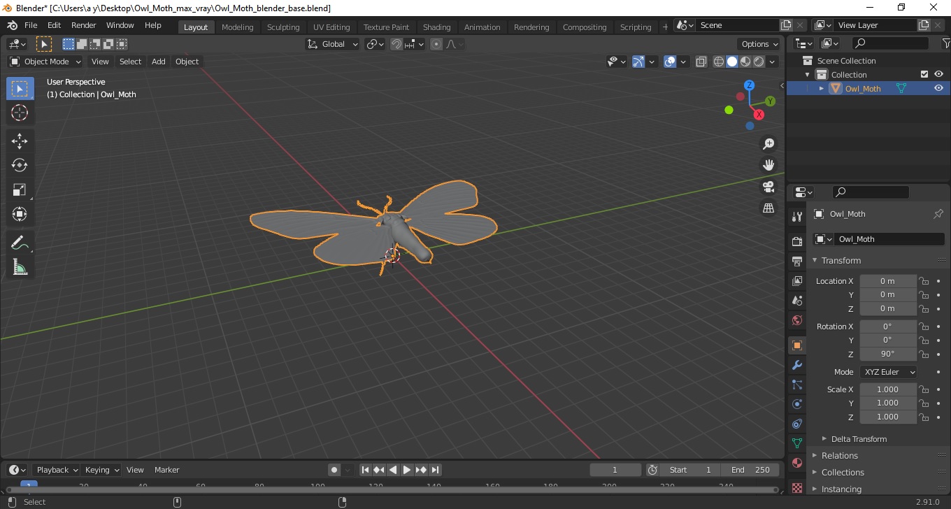 3D model Owl Moth