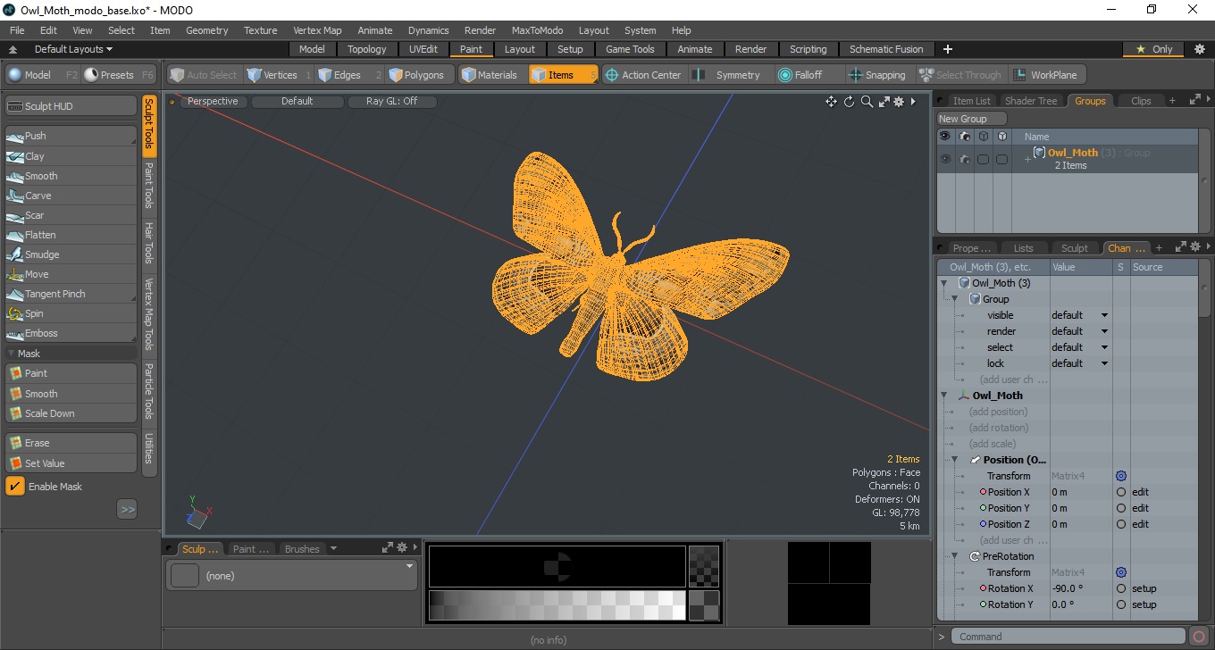 3D model Owl Moth