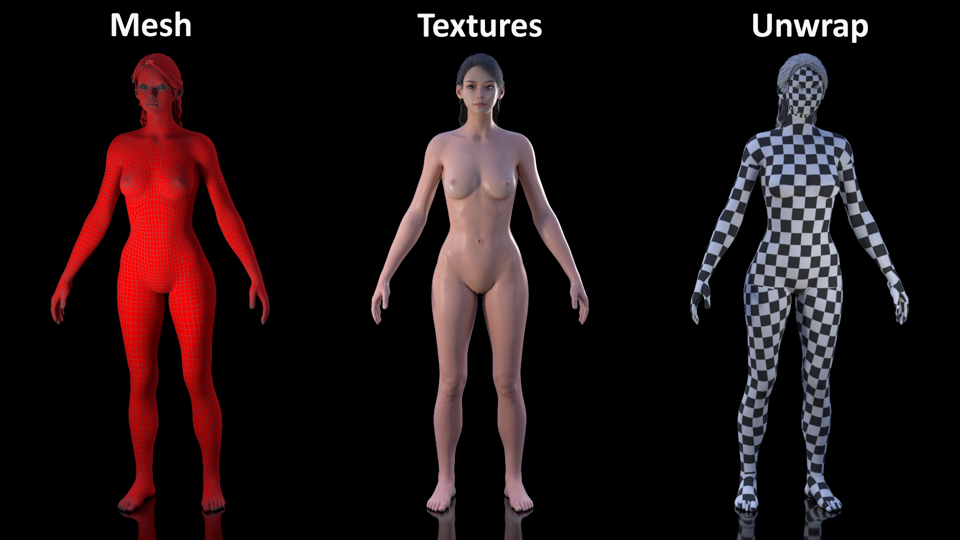 3D model Asian Female Body Skin Anatomy