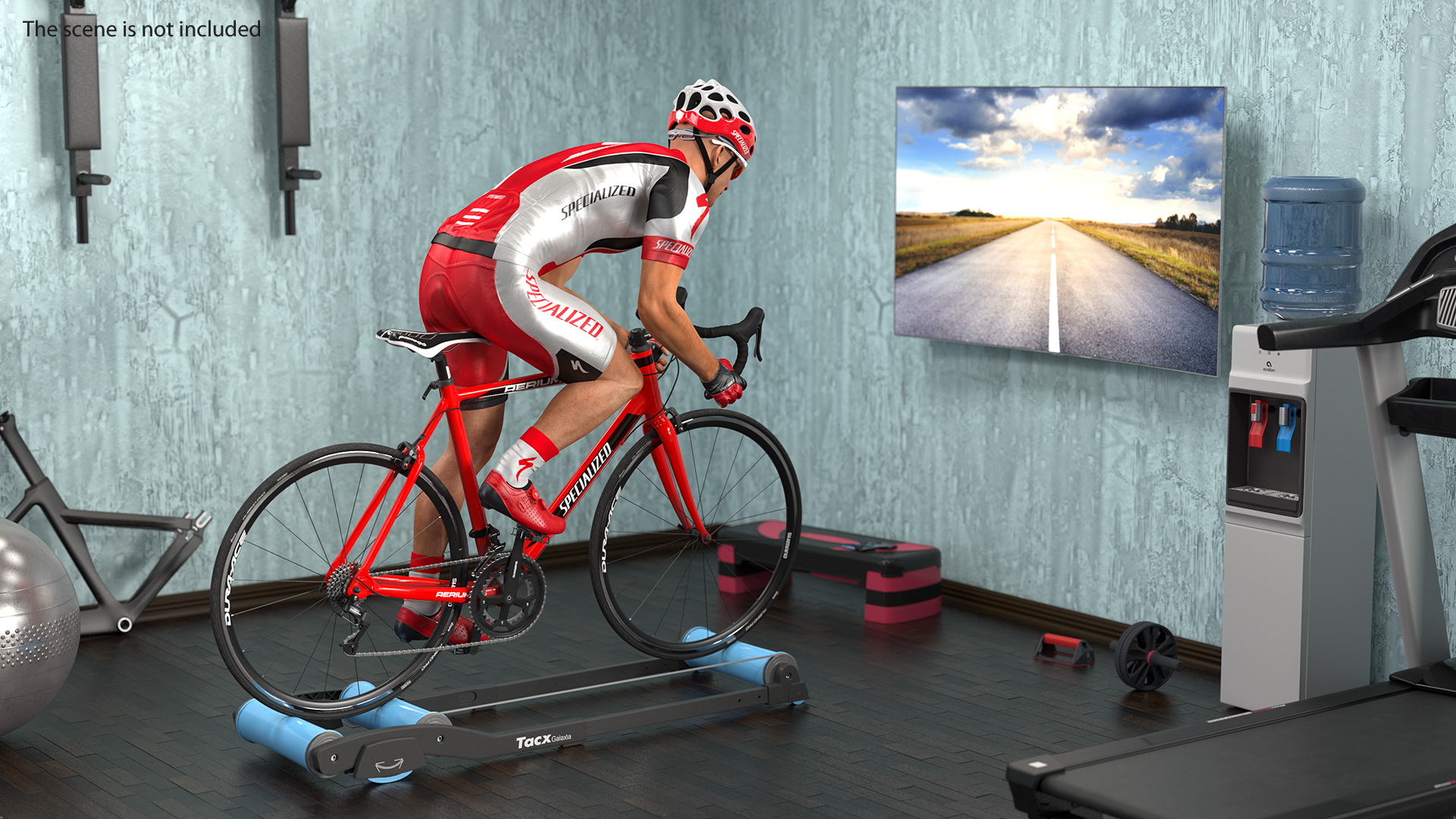 3D Bicyclist Riding Tacx Galaxia Advanced Roller Trainer model