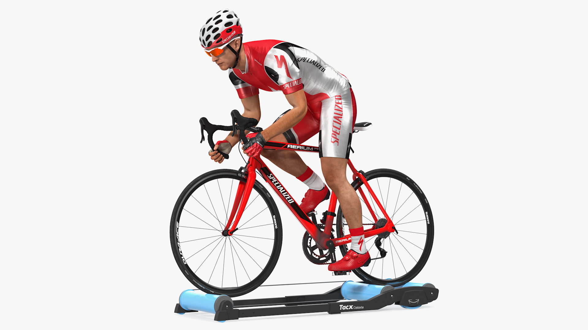 3D Bicyclist Riding Tacx Galaxia Advanced Roller Trainer model