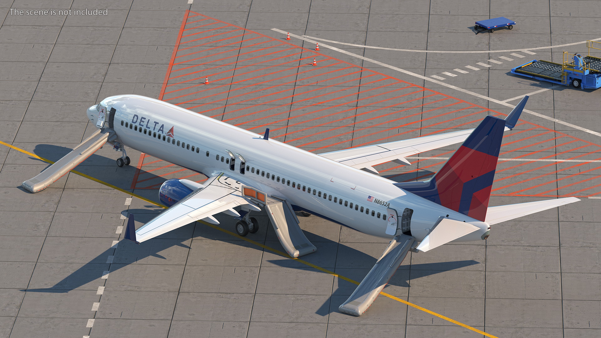 3D Boeing 737 900 ER Delta with Inflatable Evacuation Sliders model