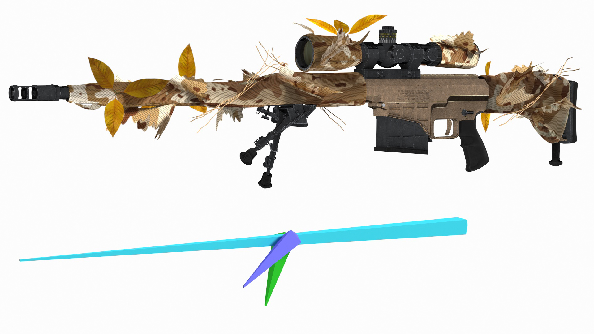 3D model Sniper with Barrett 98 Bravo Rigged