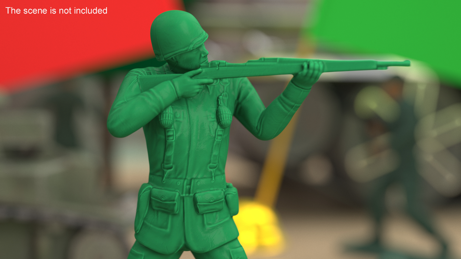 3D model Green Plastic Toy Soldier with Rifle Shooting