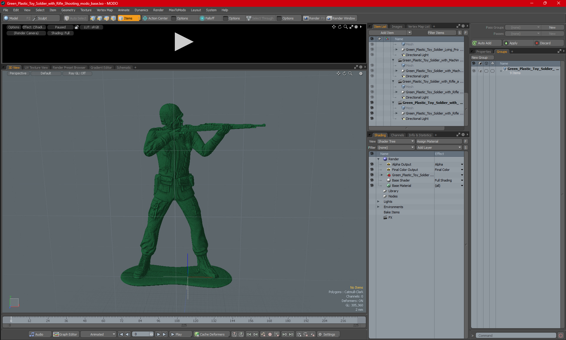 3D model Green Plastic Toy Soldier with Rifle Shooting