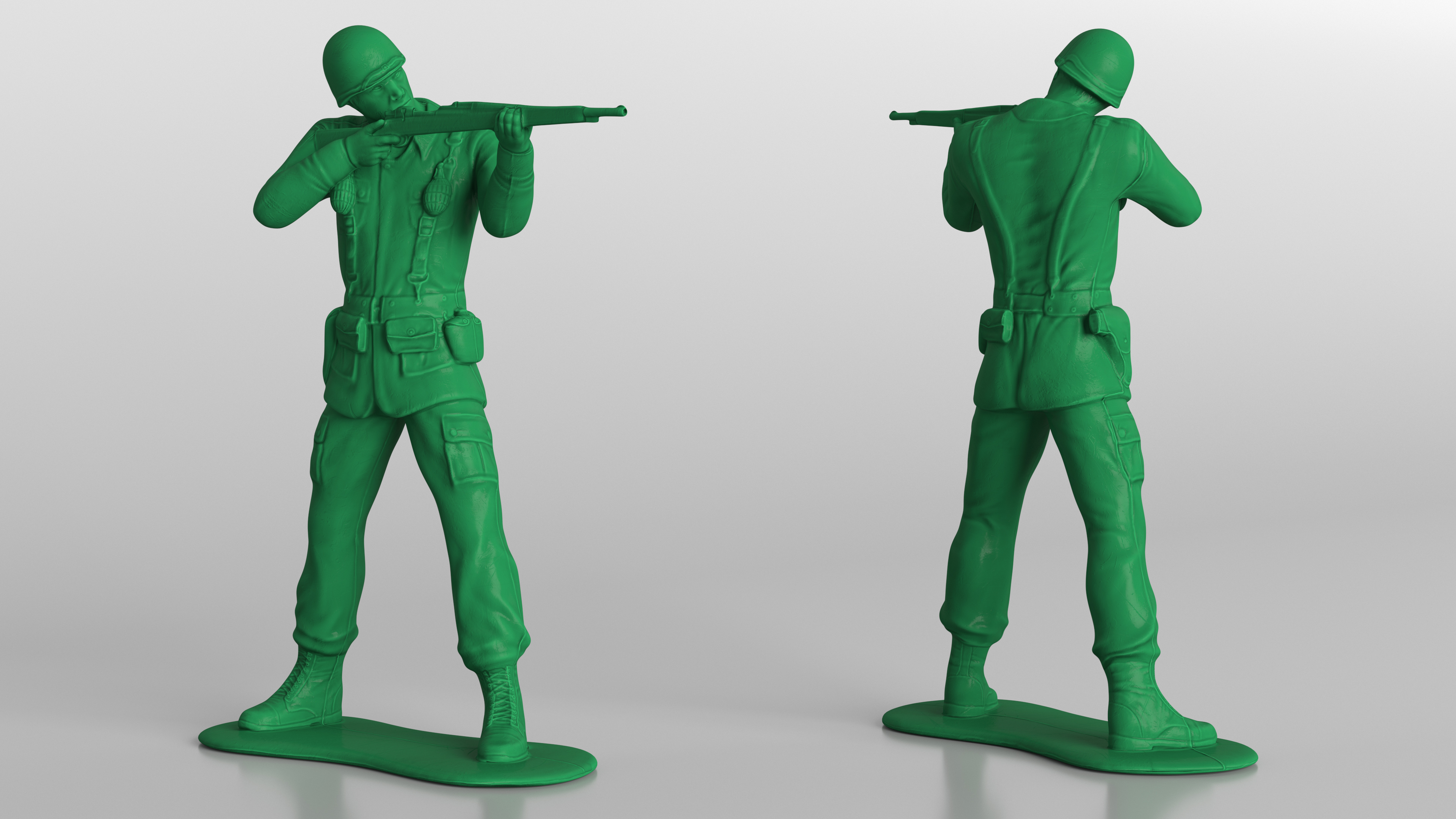 3D model Green Plastic Toy Soldier with Rifle Shooting