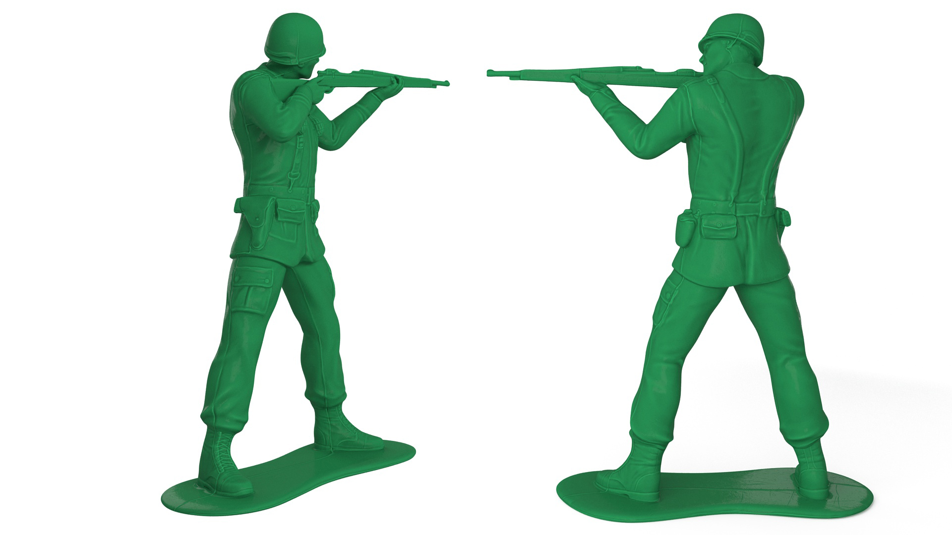 3D model Green Plastic Toy Soldier with Rifle Shooting