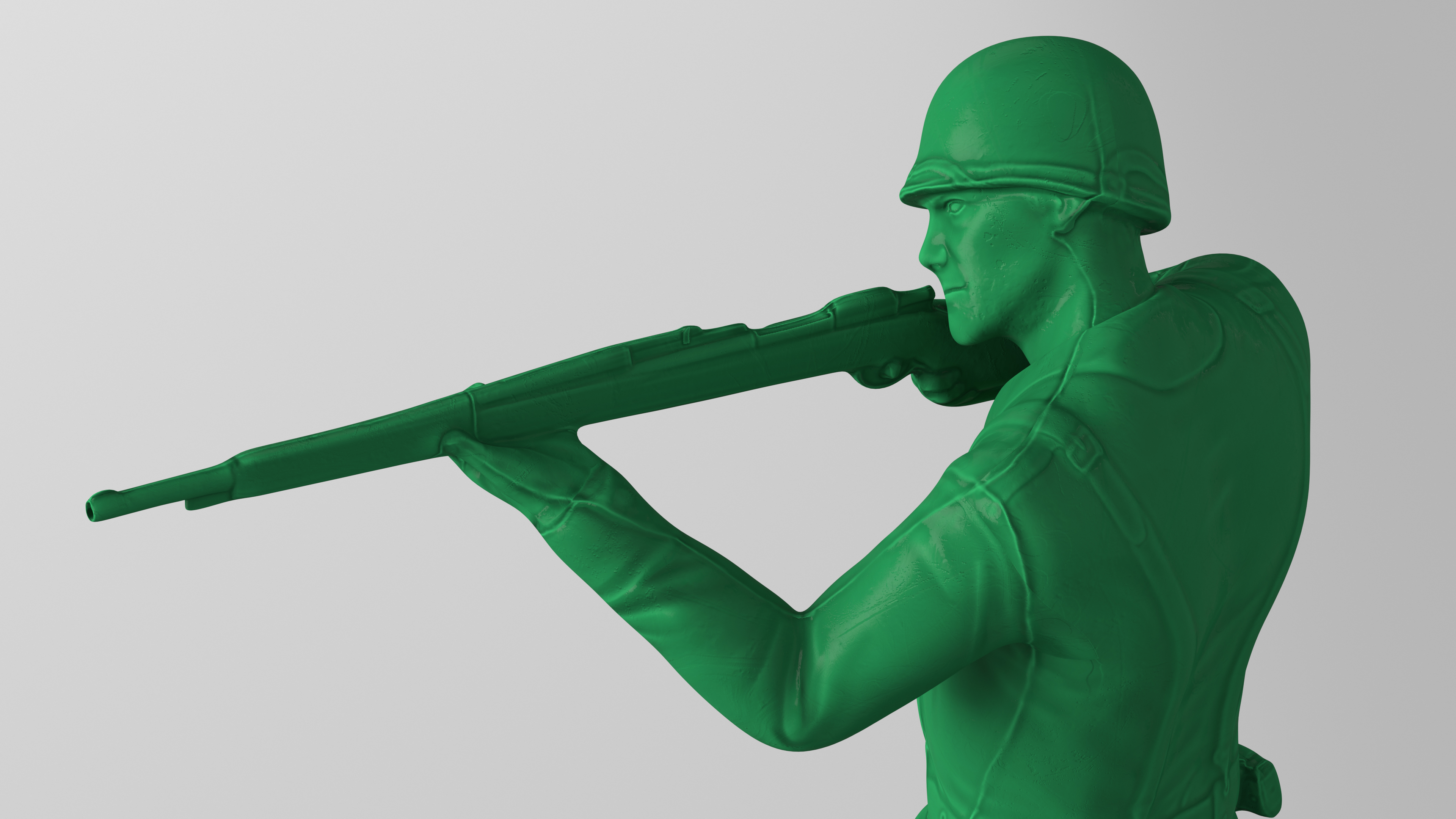 3D model Green Plastic Toy Soldier with Rifle Shooting