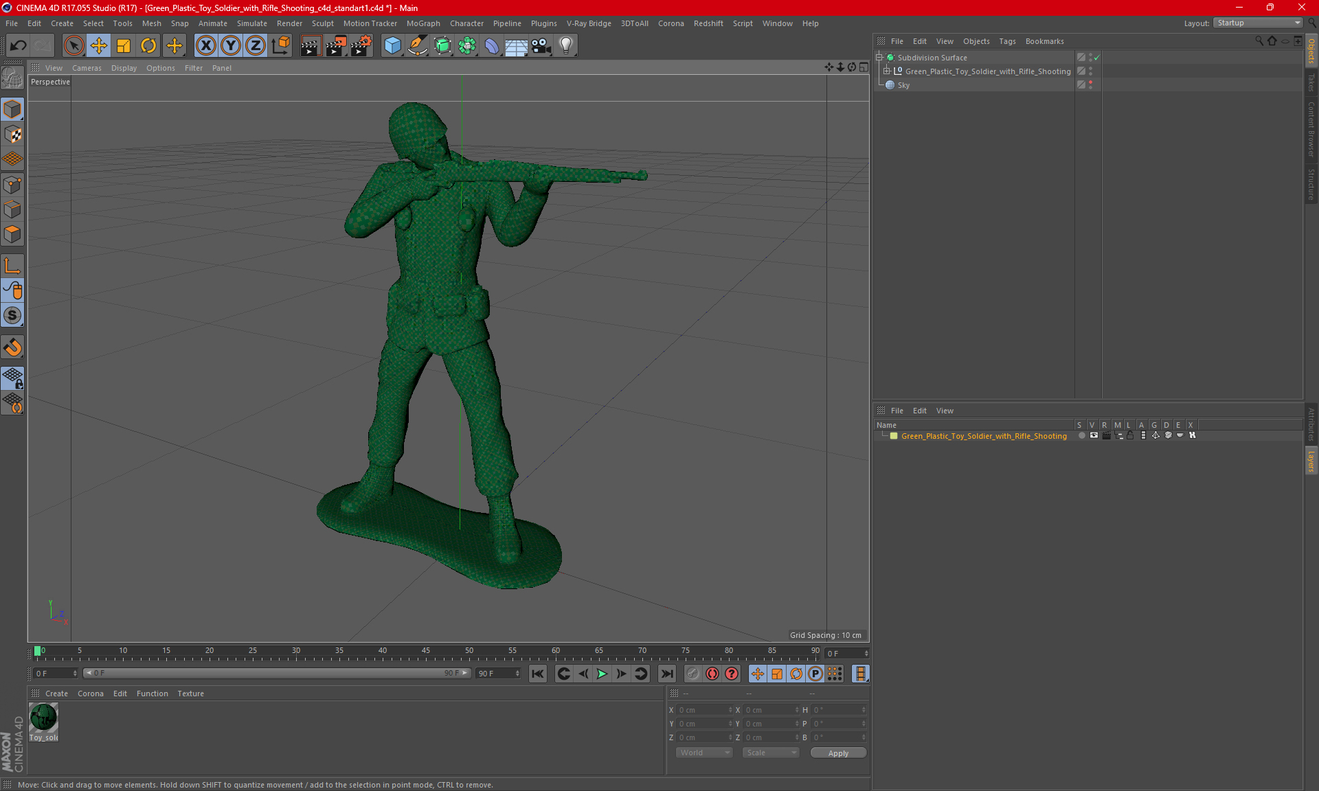 3D model Green Plastic Toy Soldier with Rifle Shooting