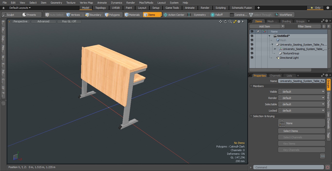 3D model University Seating System Table For Two Seats