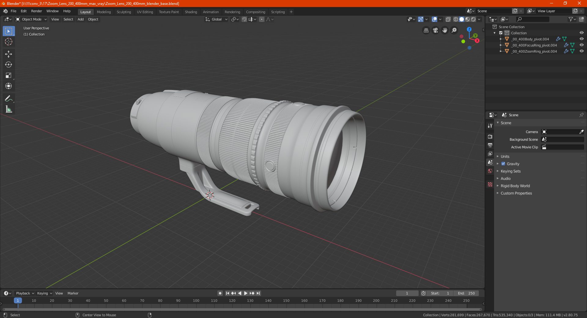 Zoom Lens 200 400mm 3D model