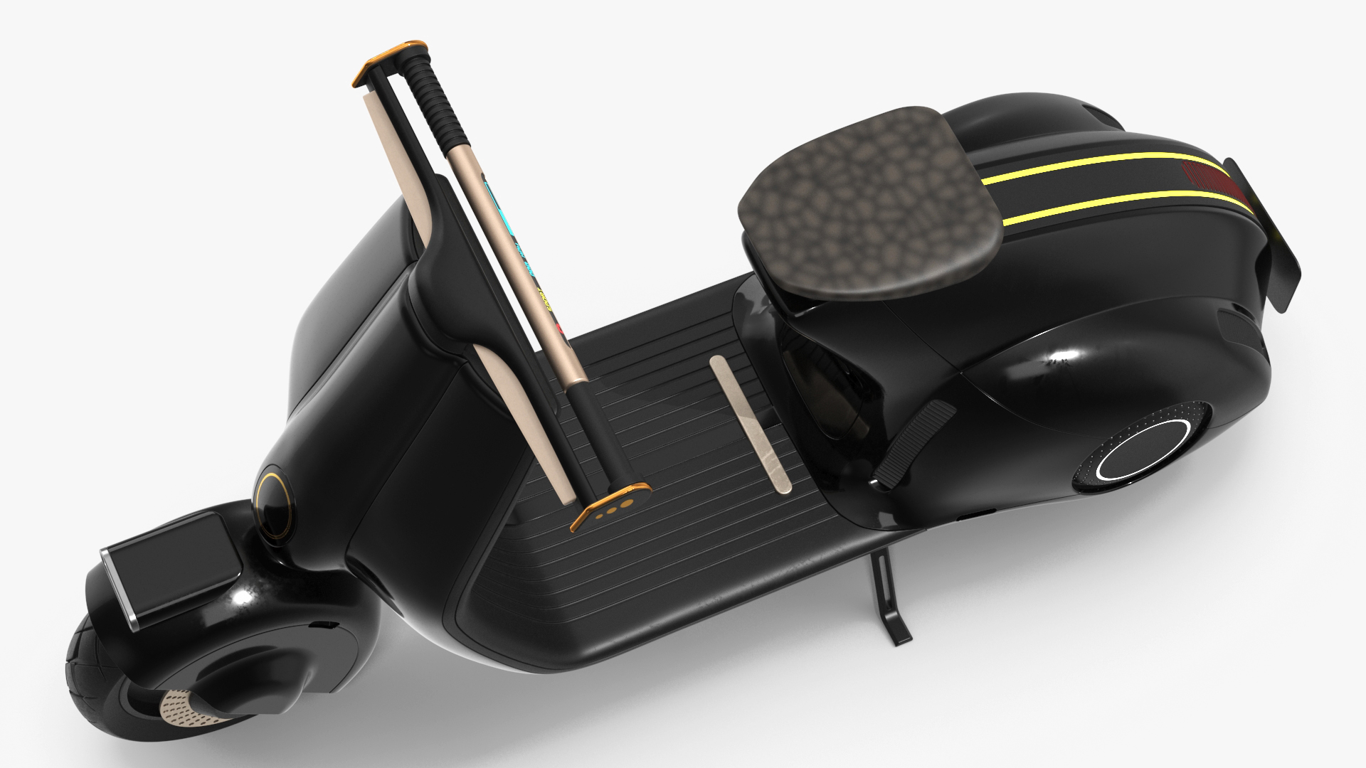 3D Designer Black Electric Scooter Parked Lights On model