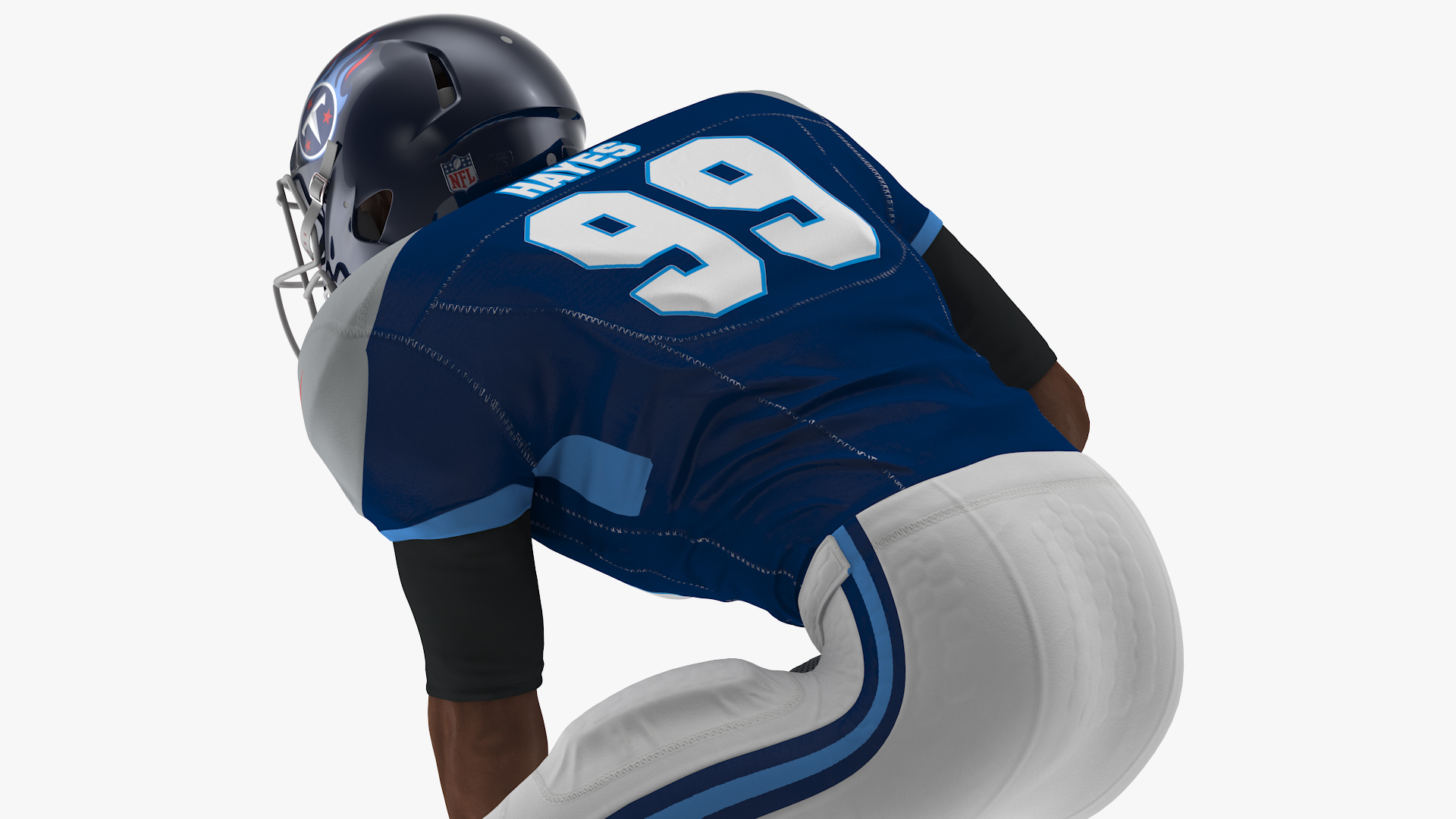 3D model Tennessee Titans American Football Player Crouching Fur