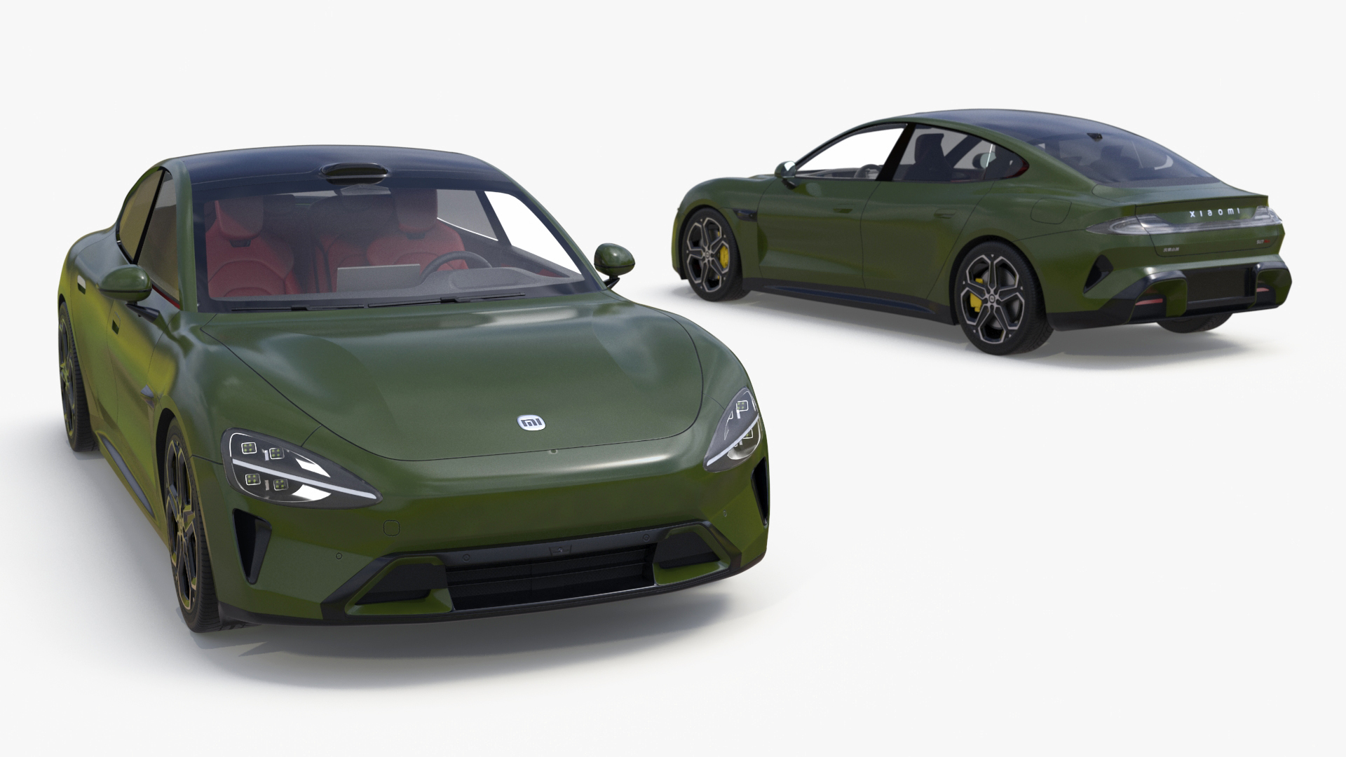 Xiaomi SU7 EV Sleek Car 2023 Verdant Green Rigged 3D model