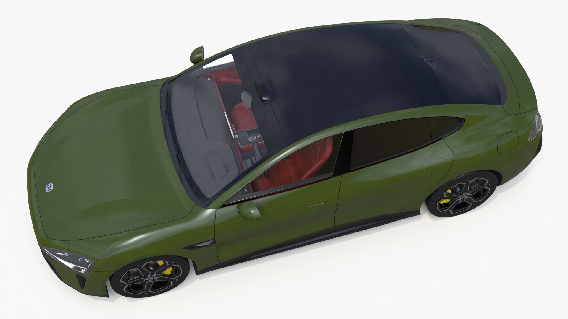 Xiaomi SU7 EV Sleek Car 2023 Verdant Green Rigged 3D model