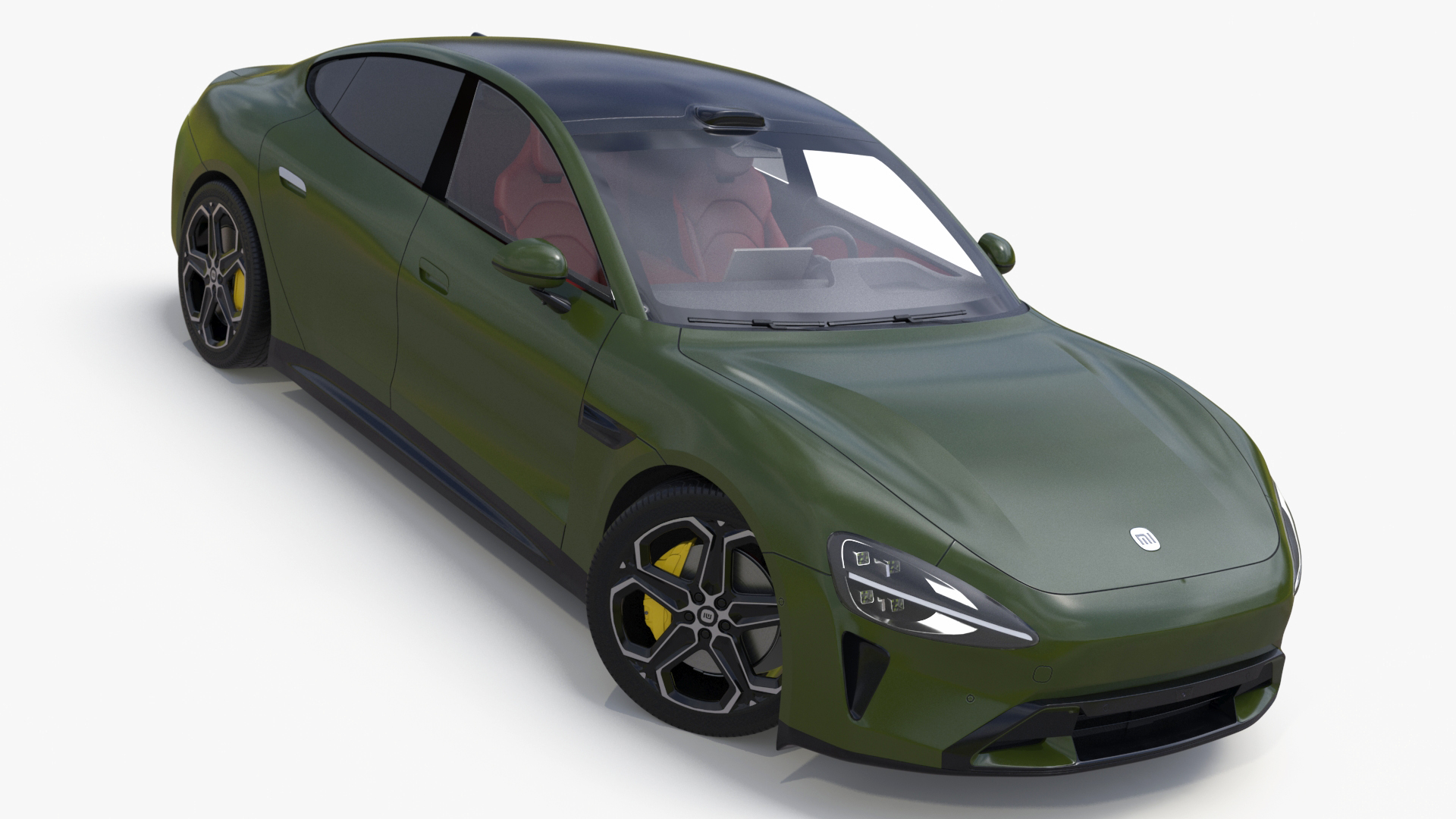 Xiaomi SU7 EV Sleek Car 2023 Verdant Green Rigged 3D model