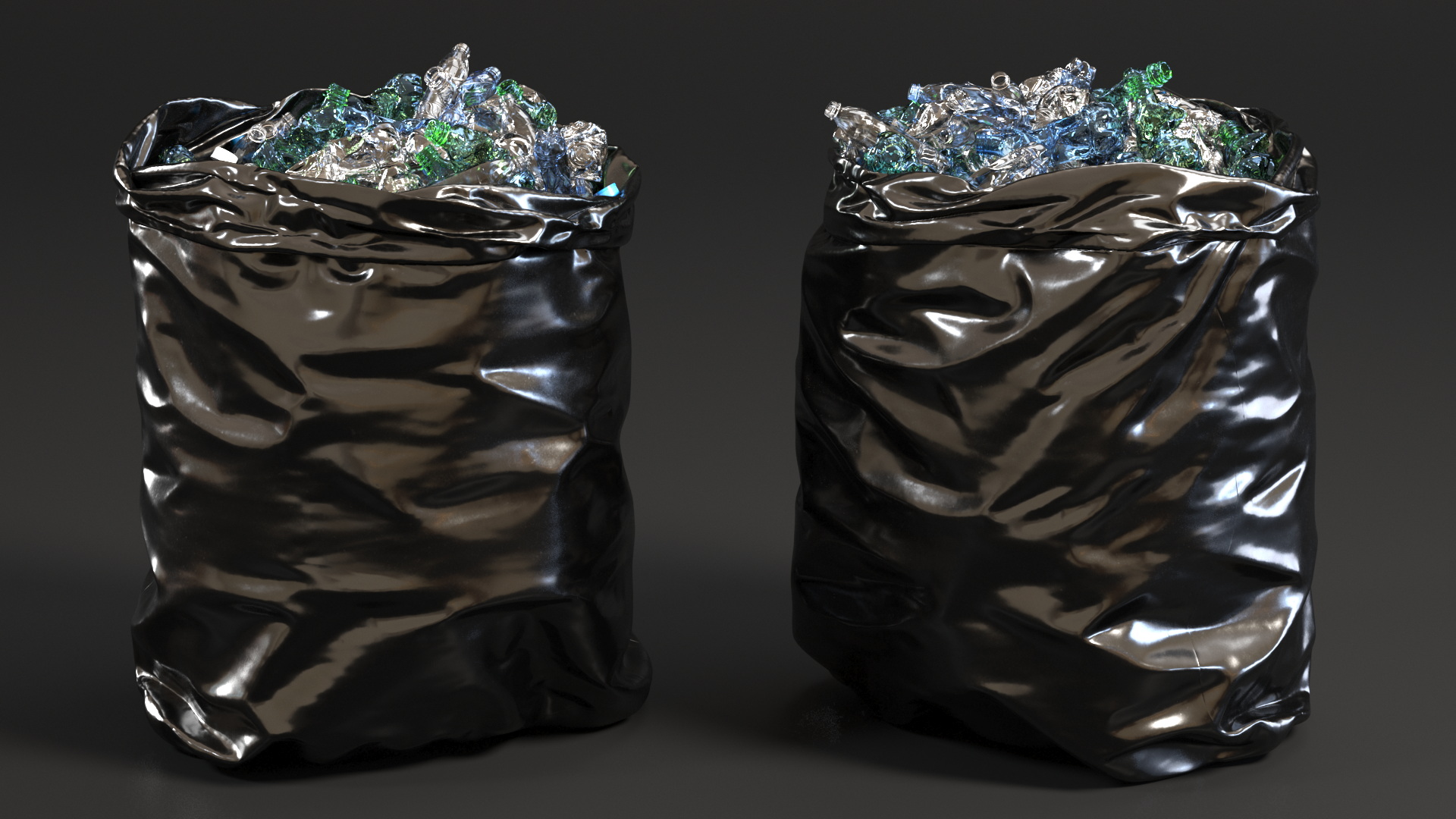 3D Trash Bag Full of Plastic Bottles model