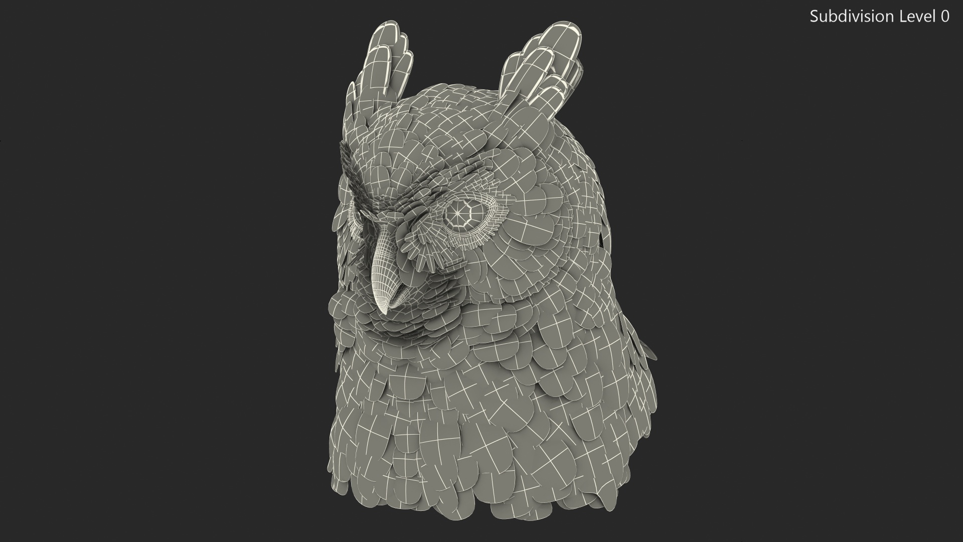 3D Great Horned Owl Head