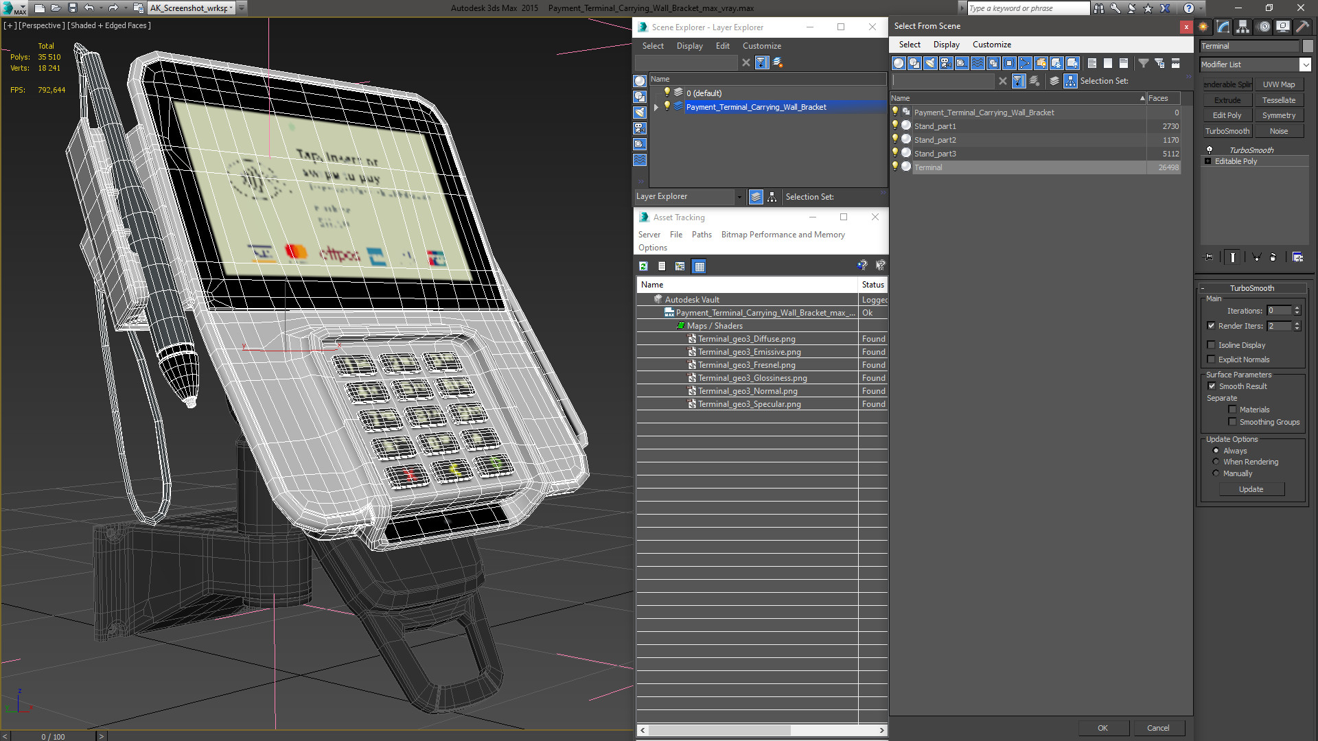 3D Payment Terminal Carrying Wall Bracket model