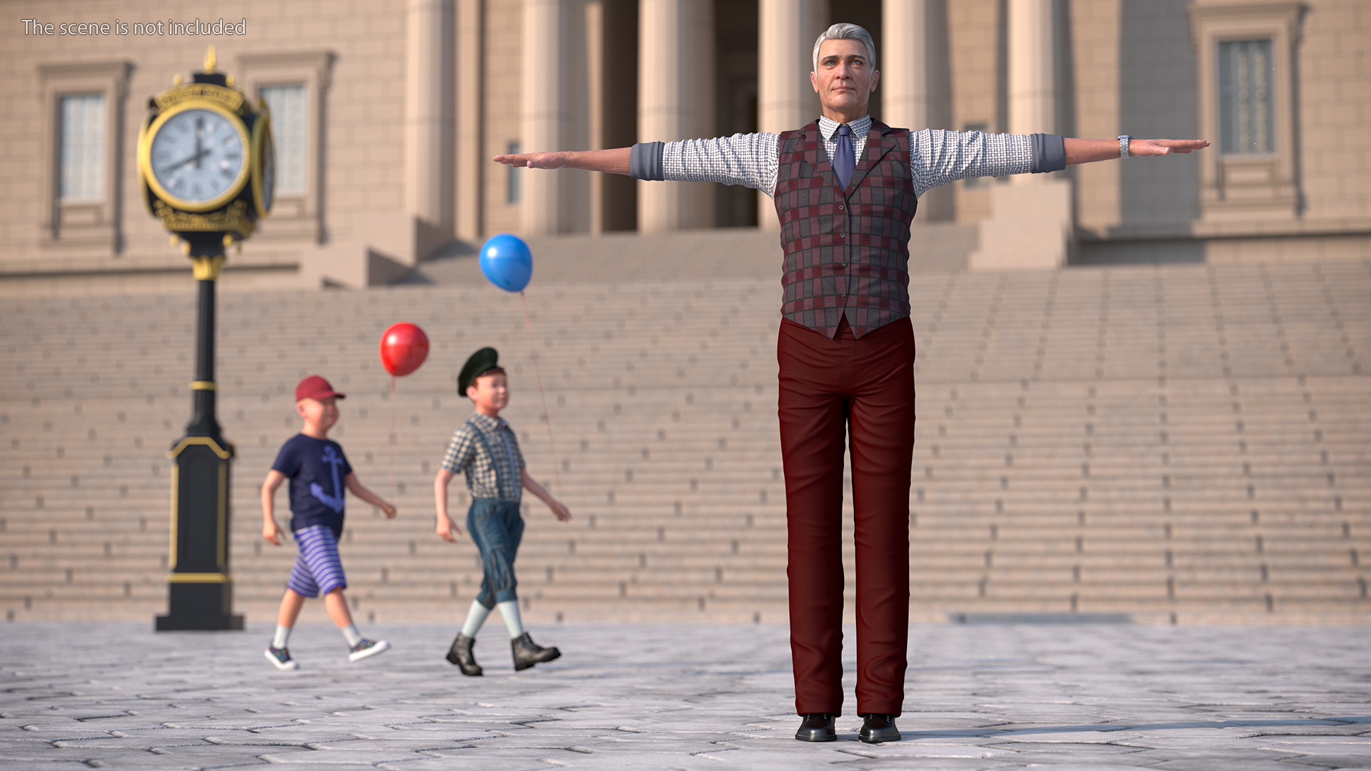 3D model Elderly Man Casual Wear T Pose