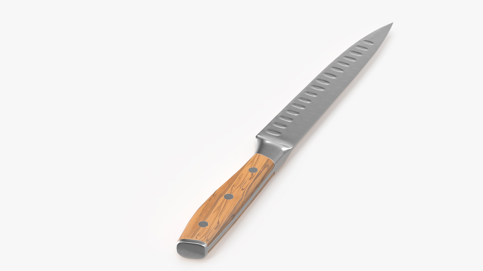 Carving Knife with Light-Colored Handle 3D model