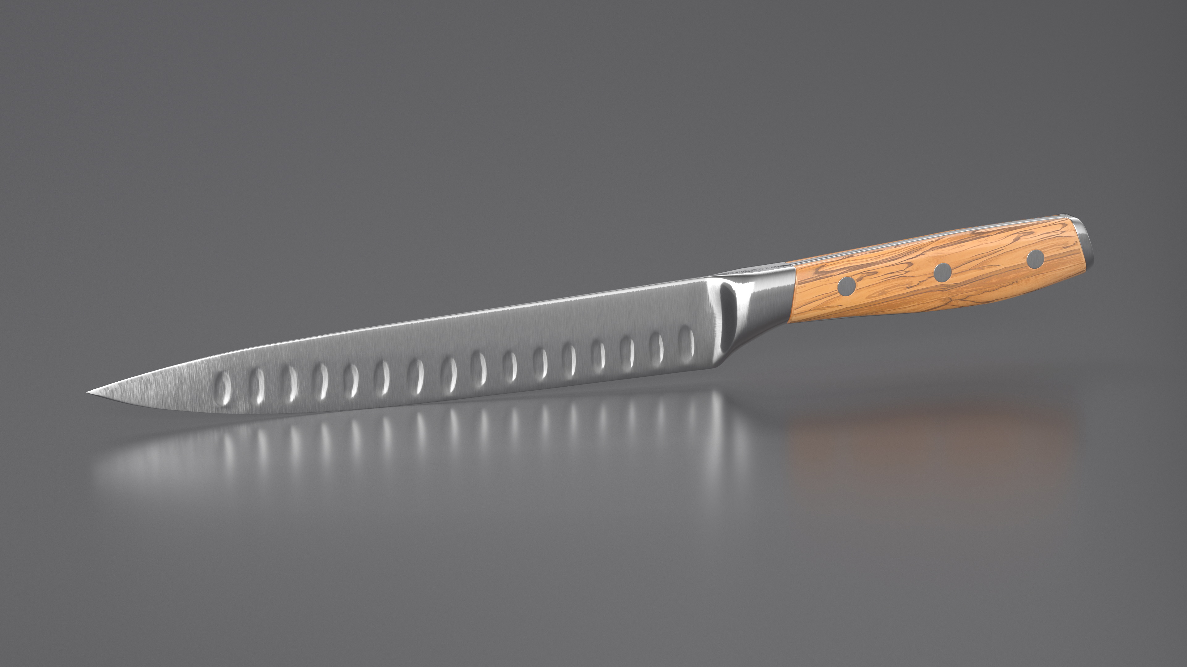 Carving Knife with Light-Colored Handle 3D model