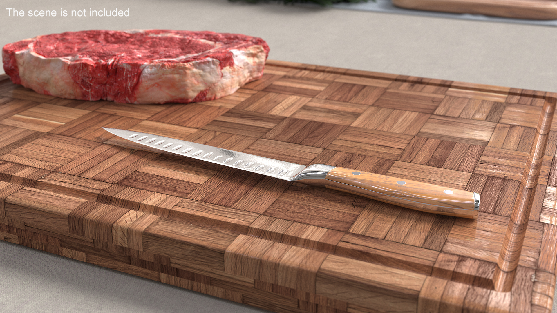 Carving Knife with Light-Colored Handle 3D model