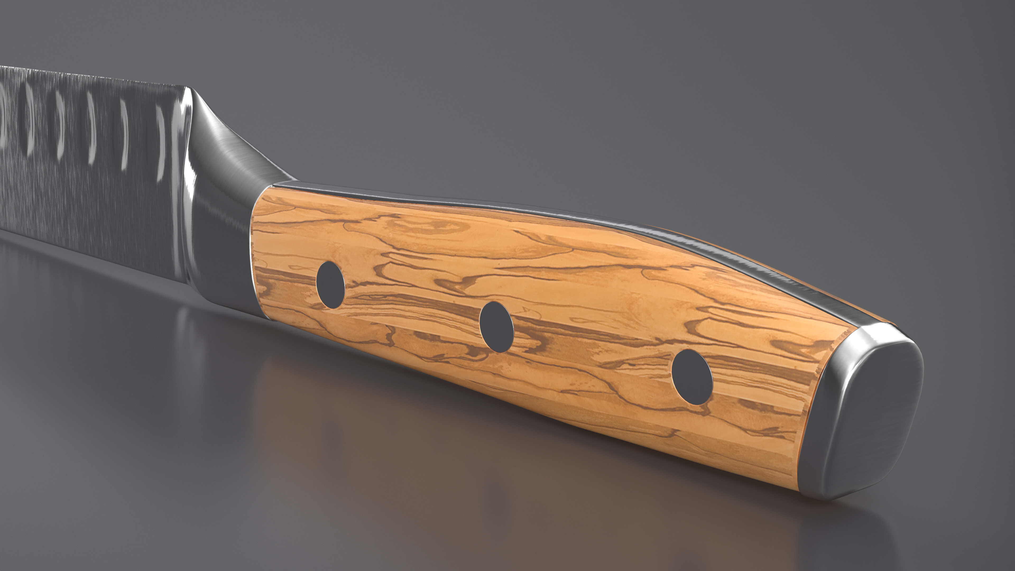 Carving Knife with Light-Colored Handle 3D model