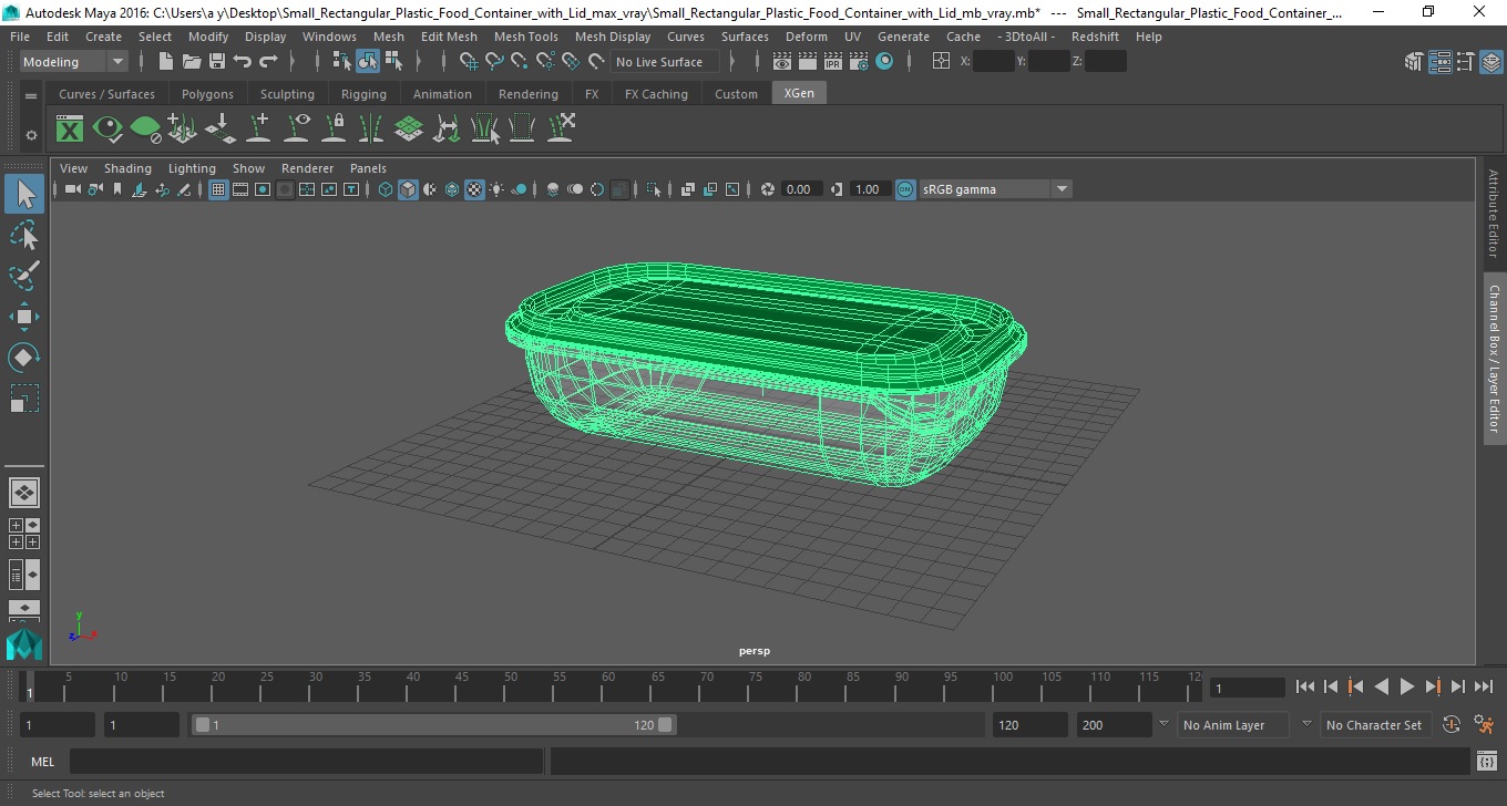 Small Rectangular Plastic Food Container with Lid 3D model