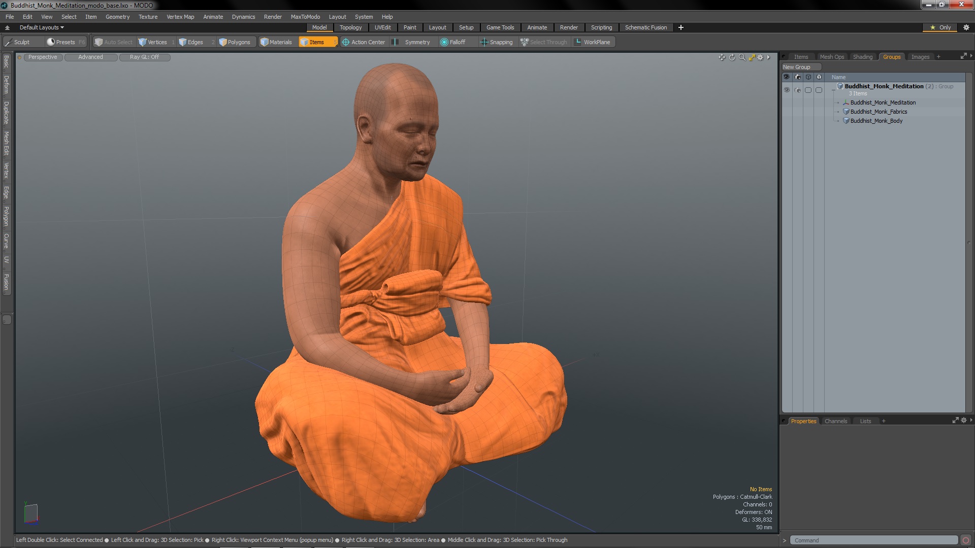 Buddhist Monk Meditation 3D model